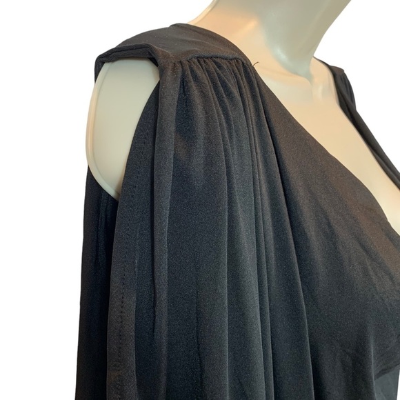 Love By Design Cap Sleeve Cowl Neck Tie Waist Jumpsuit - Black - size 1X - Picture 2 of 8